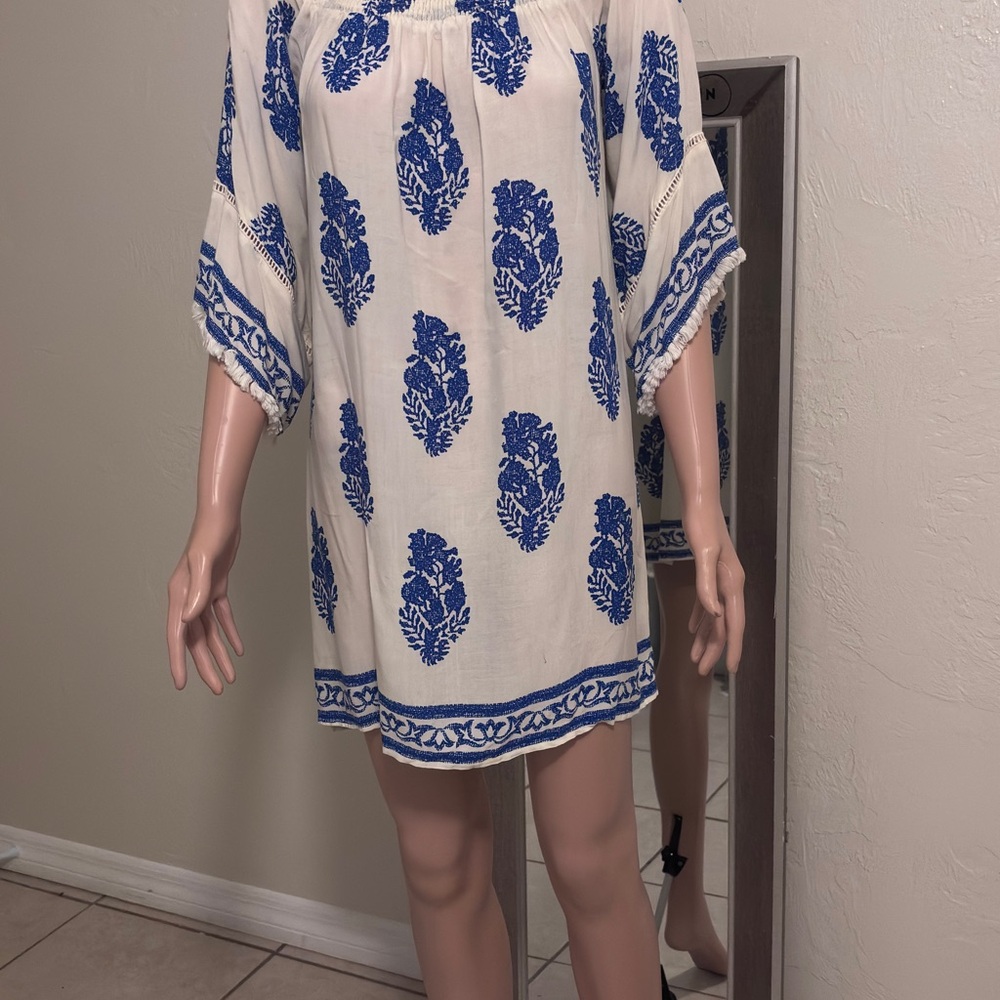 Kori Blue and Cream Tunic Dress